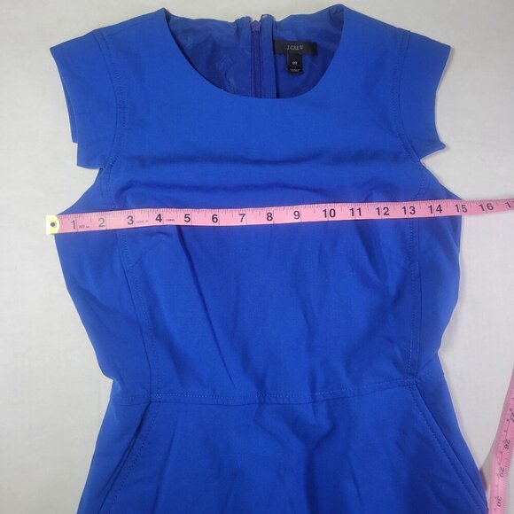 J.Crew Women Wool Blend Sheath Dress Royal Blue Cap Sleeve Size 00 - Picture 4 of 8